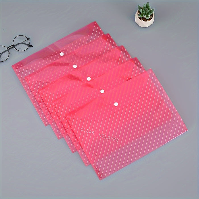 5/10pcs Transparent A4 File Bag - Diagonal Test Paper Buckle Storage Bag For Office Organizer And Document Pouch - Back To School Supplies