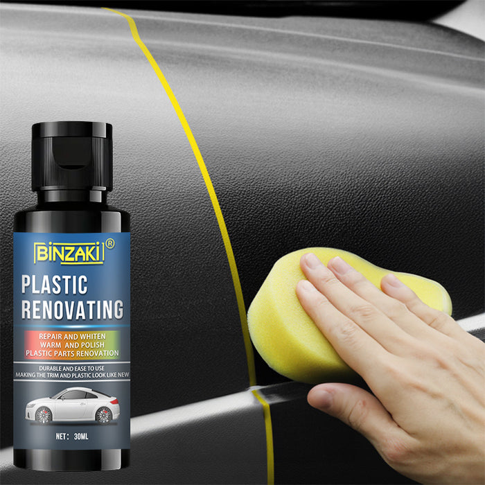 Binzaki Plastic Renovating Wax, 2.03oz, Black Interior Dashboard Shine Restorer, ABS Resin Repair Cream, Whitening Restoration Paste, Leather Sofa Seat Care, Car Tire Gloss Enhancer