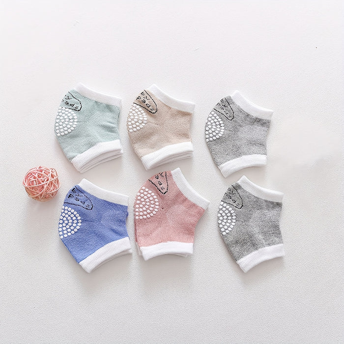 6 Pairs of Baby Crawling Non-Slip Knee Pads, Unisex Baby Toddler Knee Pads, Cartoon Elastic Knee Pads, Four Seasons Warm Accessories