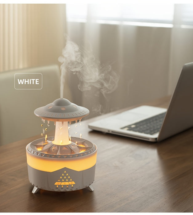 1pc UFO-Shaped Ultrasonic Aromatherapy Humidifier, Essential Oil Diffuser with LED Lights, Polypropylene & ABS, 110V-240V US Plug, for Home & Office Relaxation, Watch Decompression