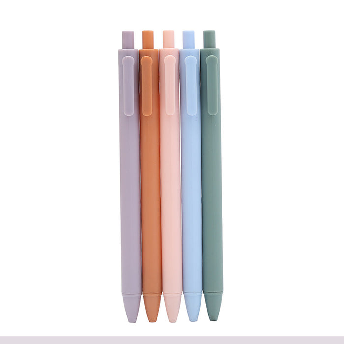0.5mm Black Bullet Tip 5pcs Morandi Color Press Neutral Pen Macaron Student Press Water Pen Office Stationery Bouncy Signature Pen