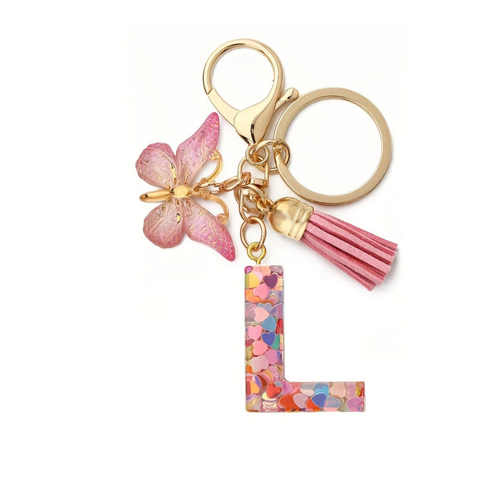 1pc Initial Letter Keychain Pendant Resin Letter Keychain Purse Backpack Accessories