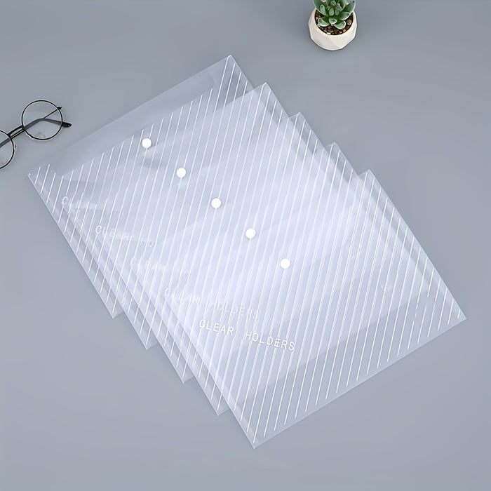 5/10pcs Transparent A4 File Bag - Diagonal Test Paper Buckle Storage Bag For Office Organizer And Document Pouch - Back To School Supplies