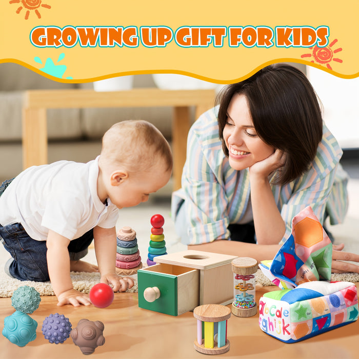 Youngsters's and Youngsters Toys Suitable for 6-12 Months Old Youngsters, 1 Year Old, 8-in-1 Learning and Educational Set Wooden Sensory Toys Suitable for 12-18 Months Old Youngsters, Youngsters Birthday Gifts, Christmas, Hal