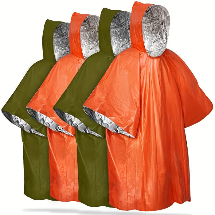 Portable Waterproof Survival Raincoat with Reflective Blanket for Camping and Hiking