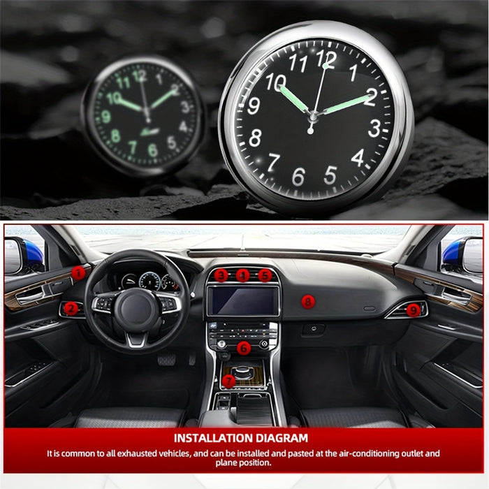 1pc Glow Decorative Clock Car Clock Mini Quartz Analog Car Dashboard Time Stick-On Clock Watch for Car Decoration Exclusive for high-end cars