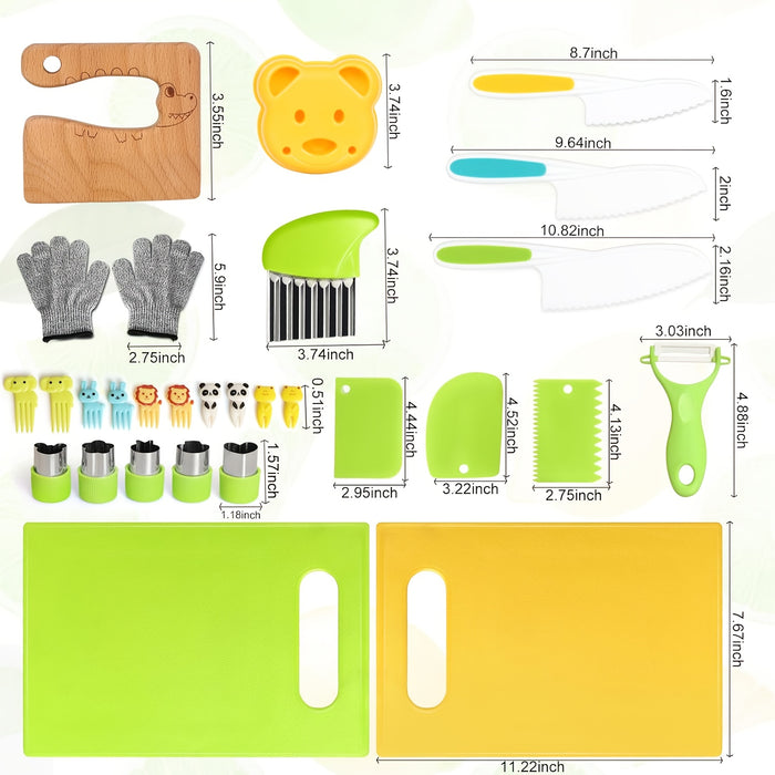 14 Pack of Safe Kids Kitchen Set for Real Cooking, Montessori Kitchen Tools Toys for Girls and Boys 3-10 Years Old