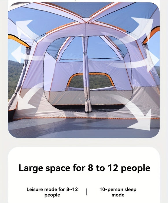 Outdoor Multi-person Camping Tent - Thickened Rainproof Two Rooms One Living Room Portable Family Camping, Courtyard Tent, Awning Set - For Families & Outdoor Enthusiasts - Suitable for Camping, Hiking & Picnics - Perfect Chr