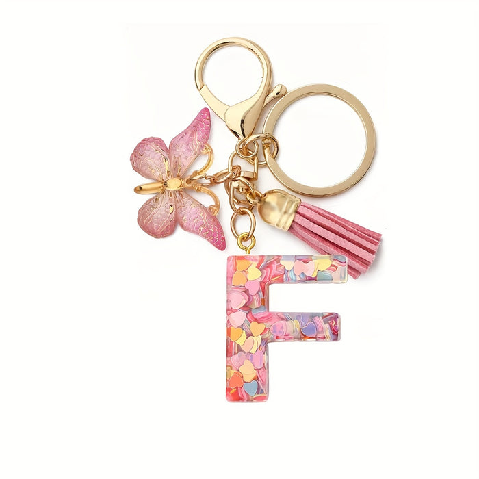 1pc Initial Letter Keychain Pendant Resin Letter Keychain Purse Backpack Accessories