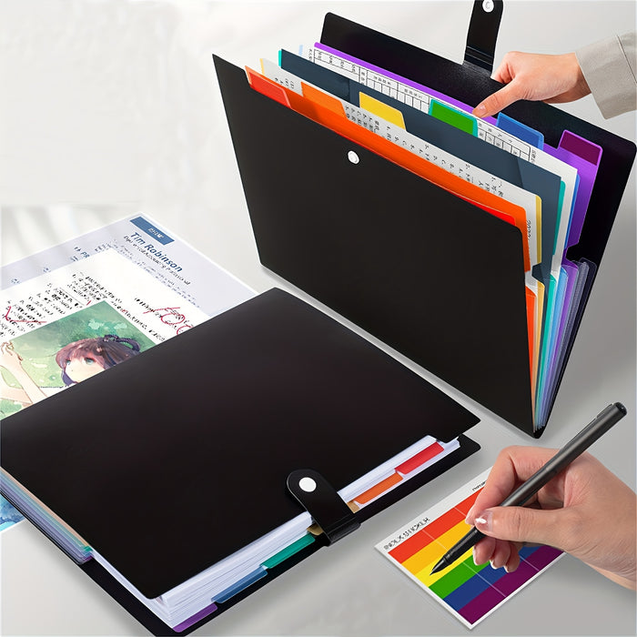 1pc 7-Pocket A4 Expanding File Folder with Labels, Multifunctional Storage Organizer for School, Office, Home