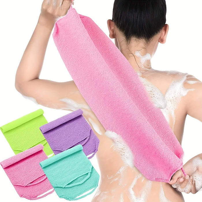 Fragrance-Free, Long-Handled Exfoliating Back Scrubber Towel - Strong Grip for Deep Clean & Dead Skin Removal - Bath Accessory