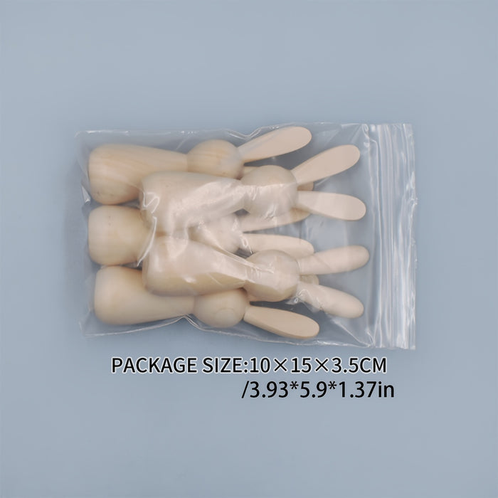 5pcs Easter DIY Painted Wooden Rabbit Creative Graffiti Small Wooden People Wooden Rabbit Decoration