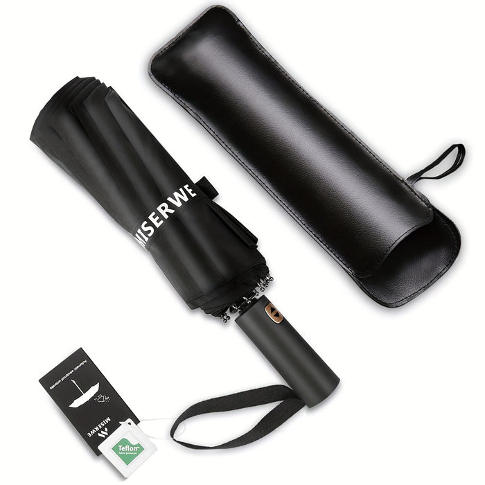 12-Bracket Windproof and Automatic Opening and Closing Button Teflon Coated Golf Umbrella with Extended Handle Travel Umbrella and High-end Umbrella Cover