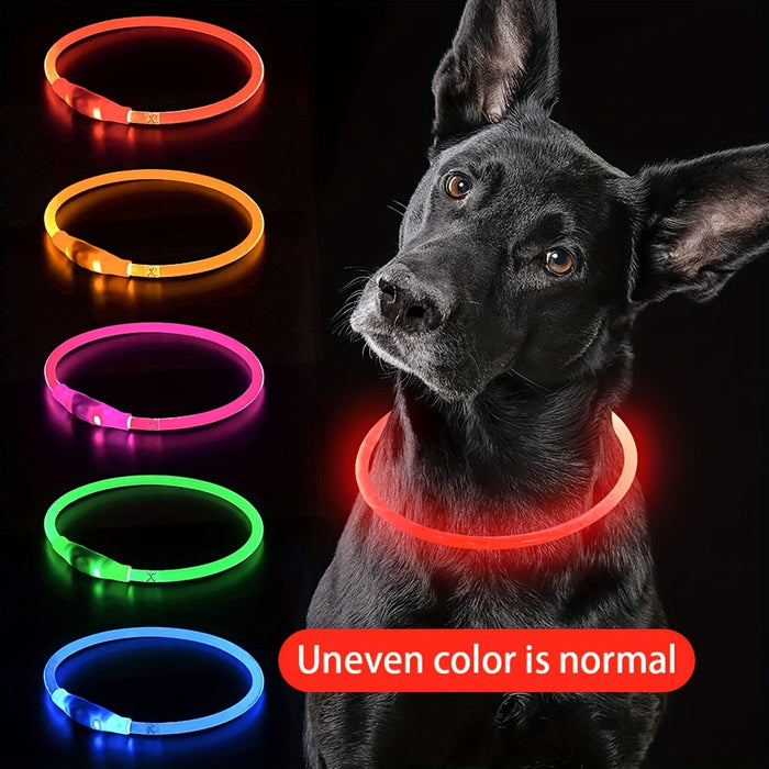 Rechargeable LED Dog Collar with Anti-Loss Feature, Bright Night Light for Dogs