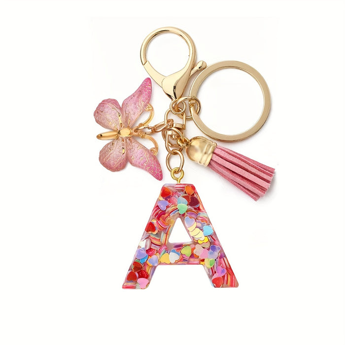 1pc Initial Letter Keychain Pendant Resin Letter Keychain Purse Backpack Accessories