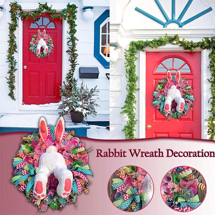 Electric Easter Bunny Wreath with Thief Ears - Classic Spring Door Decor, No Power Needed, Perfect for Home & Party