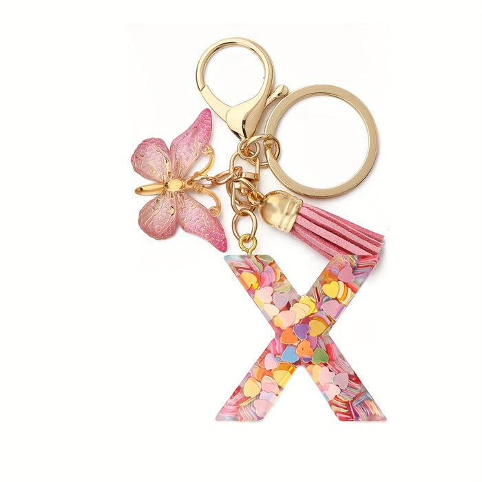 1pc Initial Letter Keychain Pendant Resin Letter Keychain Purse Backpack Accessories