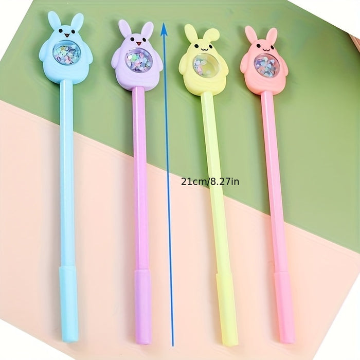 4pcs Sparkling Bunny Gel Pens - Perfect Easter Gift, Black Ink, Smooth Writing for School & Office Supplies, Gel Pens, Festival Supplies