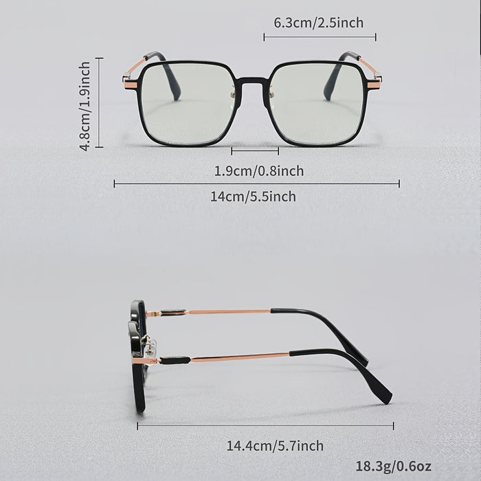 Square Light-Sensitive Color-Changing Flat Glasses for Men and Women