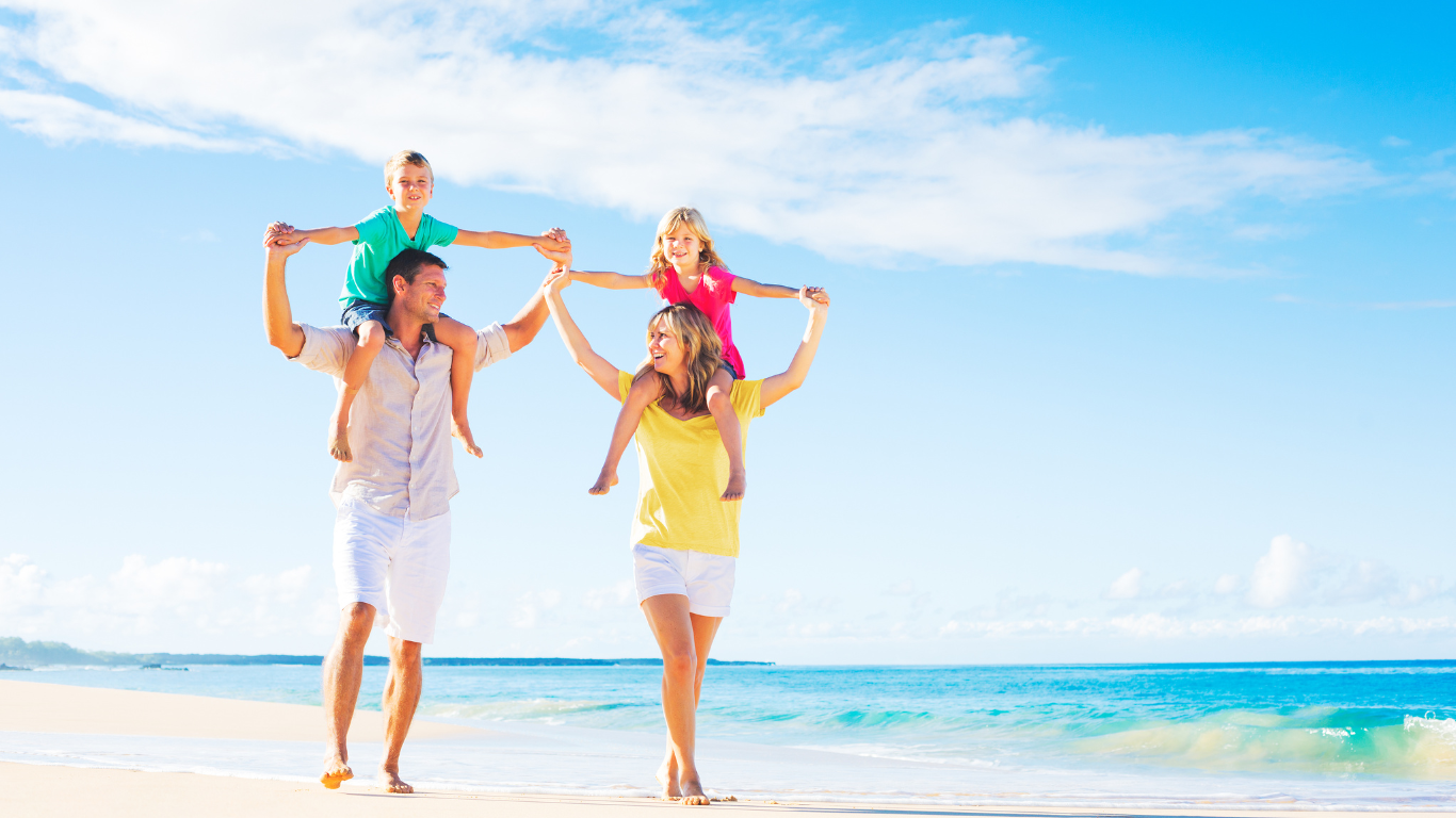 happy family at the beach