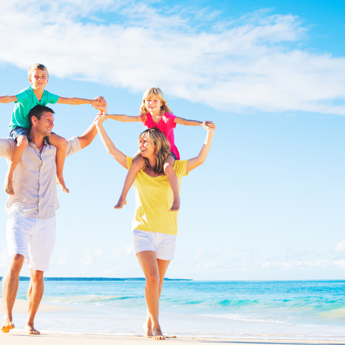 happy family at the beach