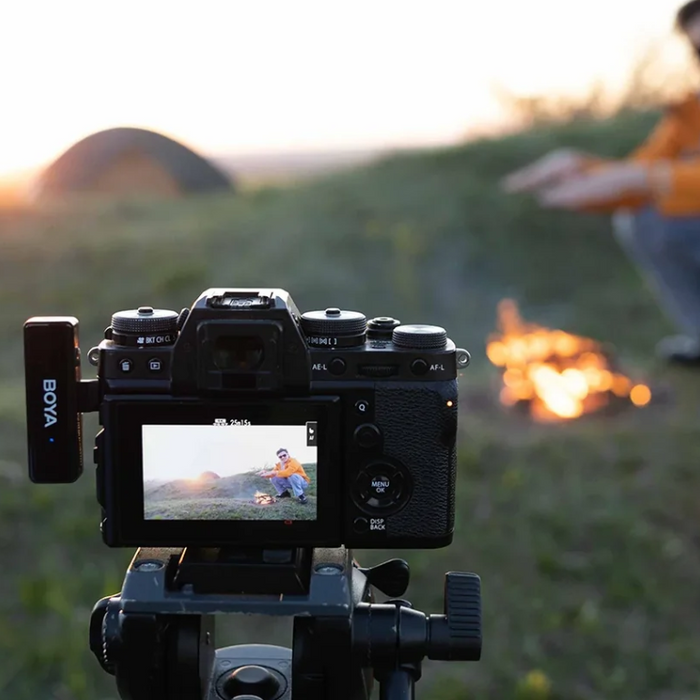 blogger camera using boya microphone system