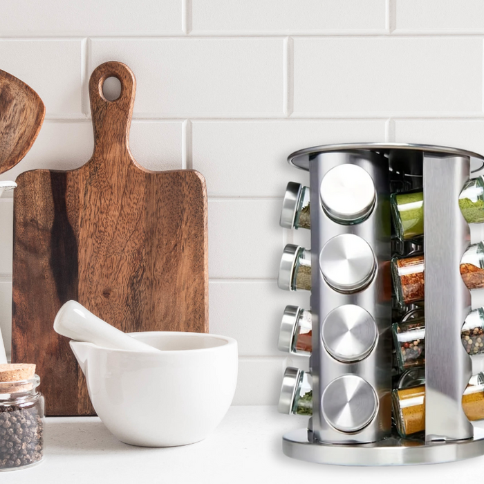 tidy up your kitchen with stainless spice rack set
