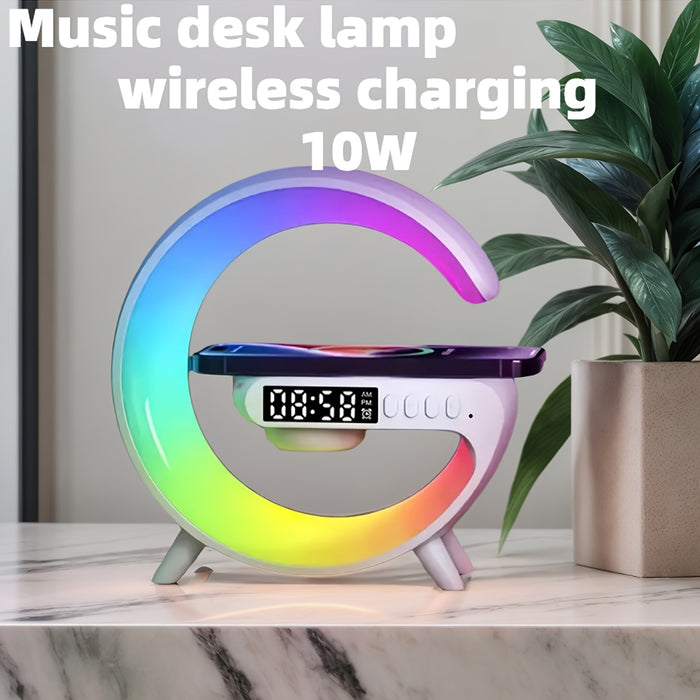 Smart Wireless Speaker with Phone Charger, Dimmable Alarm Clock, Sunrise Simulation, Sound Machine with Night Light