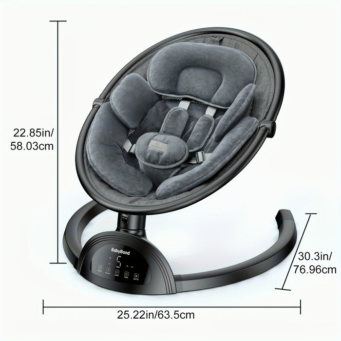 Infant Swing with Music Speaker with 3 Seat Positions, 5 Point Harness Belt, 5 Speeds And Remote Control - Portable Baby Swing for Indoor And Outdoor
