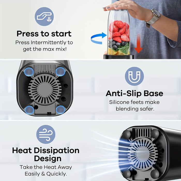 Ganiza 14pcs Countertop Juicer&Blender for Summer Shakes and drinks with 3 Portable Blender Cup And Cleaning Brush for Juice, Shakes, Fruits and Vegetables, Personal Smoothie and Juice Maker for Kitchen, Summer Gift for Famil