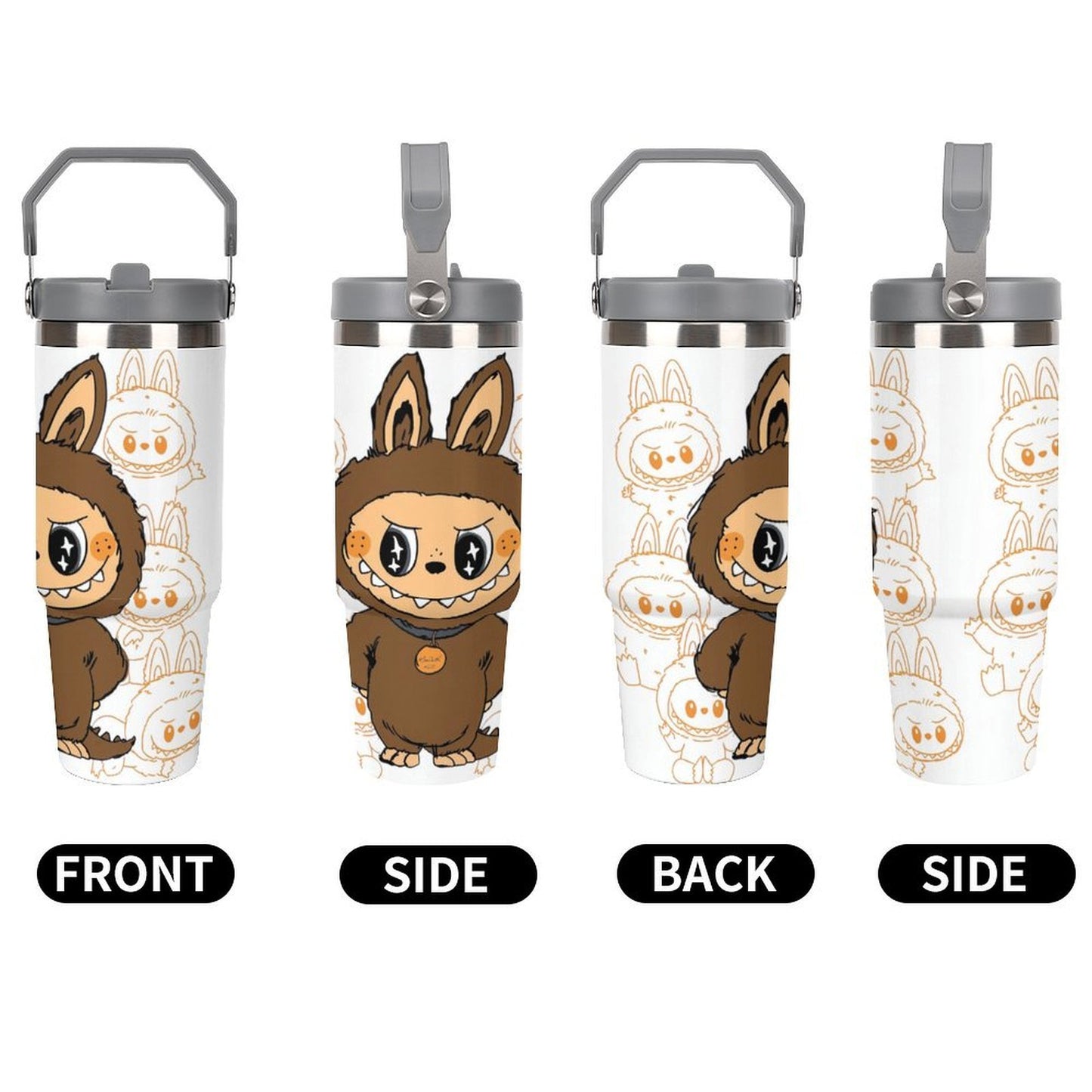 30oz Insulated Stainless Steel Tumbler with Leakproof Lid & Straw - Festive Horror Movie Design, Perfect Christmas Gift