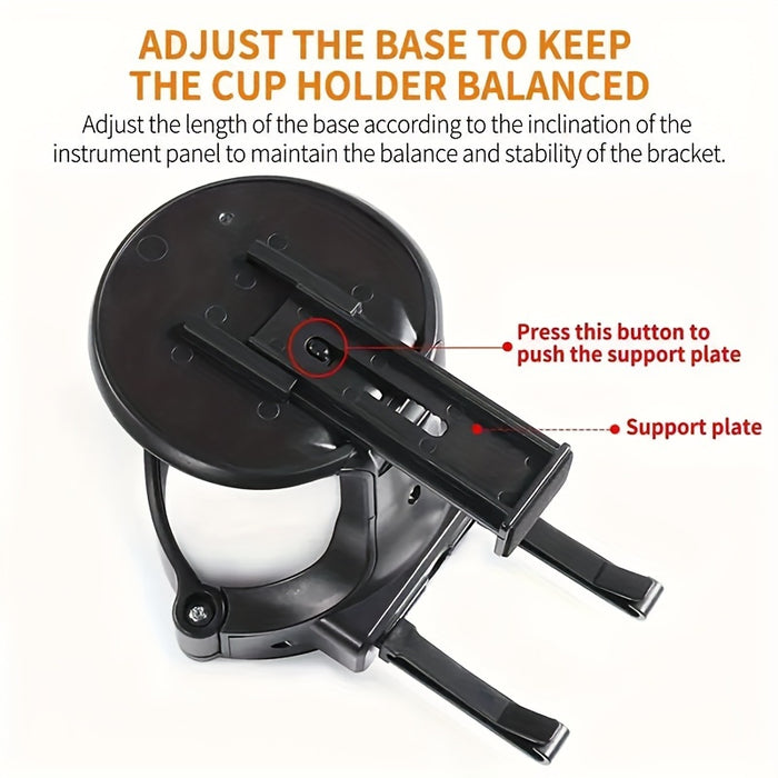1pc Adjustable PVC Car Cup Holder - Fit, Secure Grip with Sponge Pad Base, Ideal for Water Bottles & Cans, Easy Installation