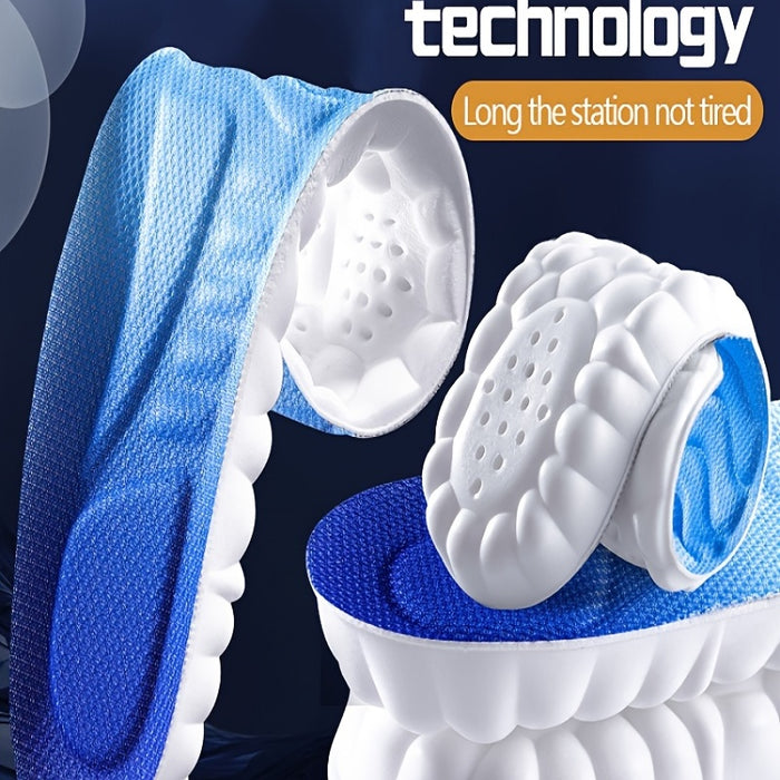 1pair 4D Sport Insoles: Breathable, High-Elasticity Cushions for Shock Absorption and Comfort