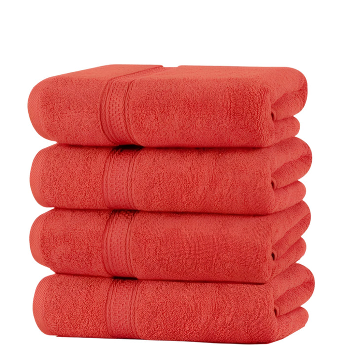 4-Pack Luxurious Cotton Hand Towels - Woven Face Towels, Highly Absorbent, Soft & Skin-Friendly for Home, Hotel, Spa