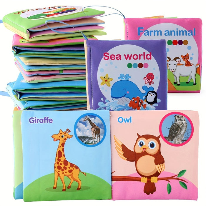 5-Pack/3-Pack Soft Fabric Baby Books, Cognitive Educational Toys, Durable & Washable, Vibrant Fruit, Animal, Ocean Themes, Early Learning & Cognitive Development, Perfect for Christmas, Birthday, Halloween, Thanksgiving, East