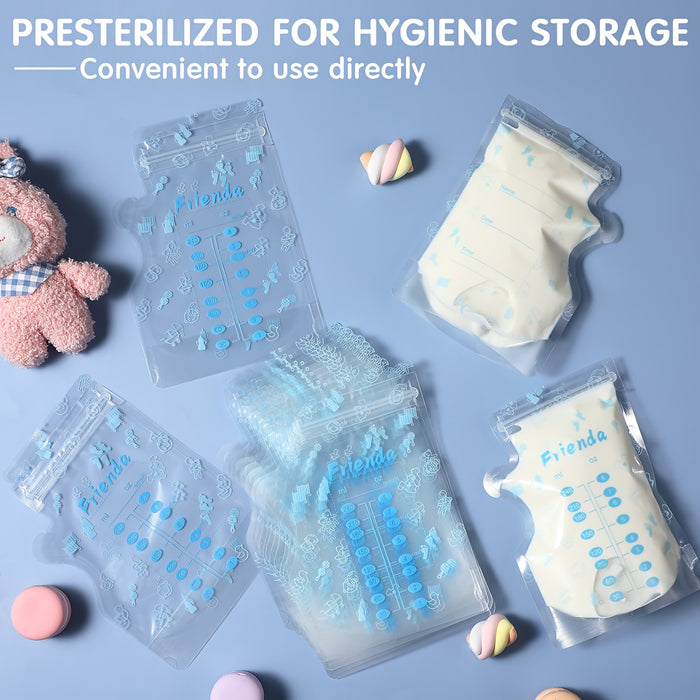 500pcs 8oz Breast Milk Storage Bags with Pour Spout - Leak-Proof, Double Seal, Self-Standing Design for Easy Pouring & Freezing, Perfect for Breastfeeding Moms, Floral Pattern, Breastfeeding Supplies