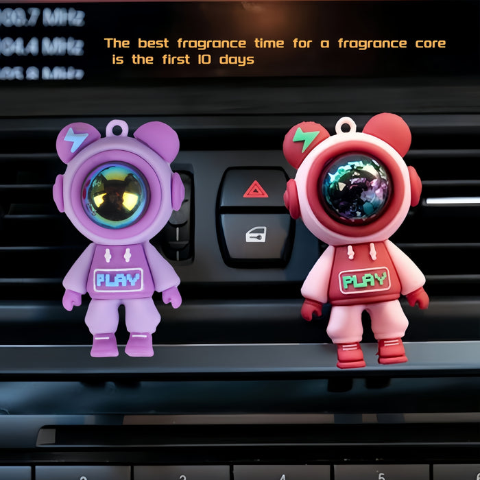 1pc/4pcs Astronaut Lightning Bear Design Car Air Freshener, Car Air Vent Aromatherapy Diffuser Clip, Car Air Outlet Decoration Clip, Car Interior Decoration Accessories Eid Al-Adha Mubarak