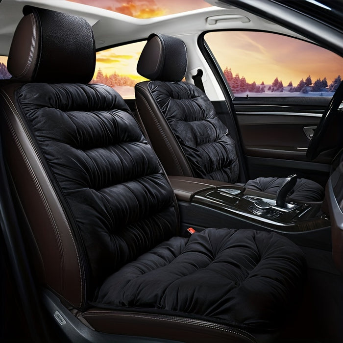 New Car Seat Cushion for Winter, Plush Front Single Seat, Thickened for Winter Use, Universal Car Mat with Backrest, Compatible Seat Cover.