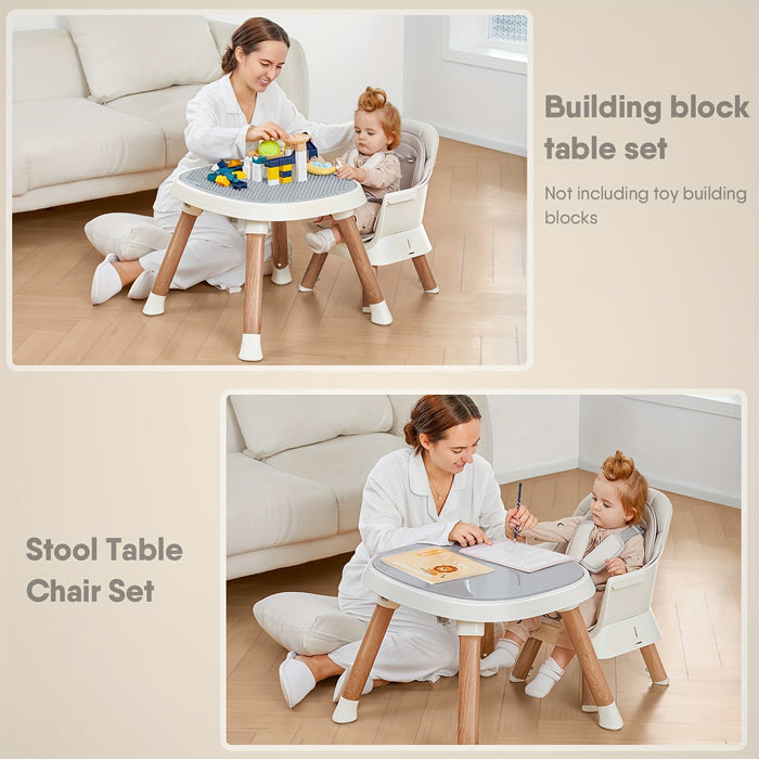 14-In-1 Baby High Chair Baby Seat, Convertible Multifunctional Infant And Toddler High Chair With Activity Center And Tray (Wood Grain) As Halloween, Christmas Gift
