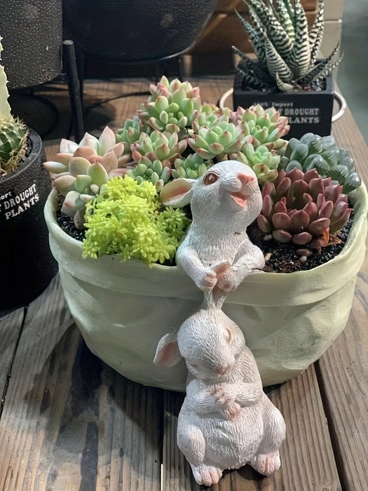 [Easter Resin Rabbit Sculpture] Easter-Themed Resin Rabbit Sculpture - Charming Animal Statue for Garden, Office Decor & Succulent Planters
