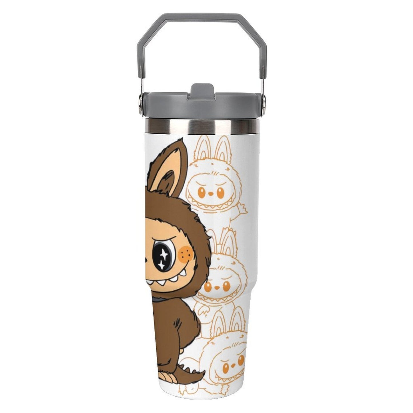 30oz Insulated Stainless Steel Tumbler with Leakproof Lid & Straw - Festive Horror Movie Design, Perfect Christmas Gift