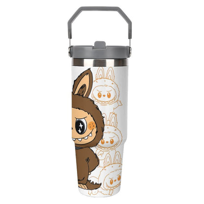 30oz Insulated Stainless Steel Tumbler with Leakproof Lid & Straw - Festive Horror Movie Design, Perfect Christmas Gift