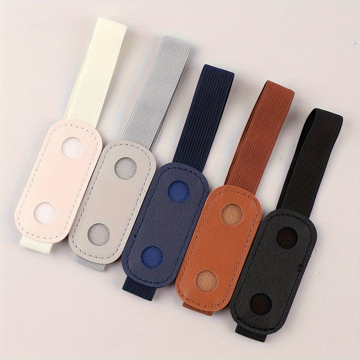 1pc Solid Color Notebook Pen Cover Pen Holder Pu Single Storage Elastic With Pen Bag
