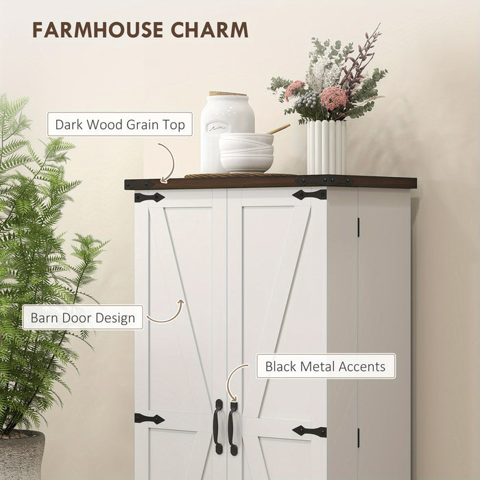 Modern White Kitchen Pantry Cabinet with Adjustable Shelves - Spacious Storage for Dishes, Utensils, and Food - Hardwood Construction, Multi-Compartment Design, Perfect for Organizing Kitchen Essentials, Kitchen Cabinets