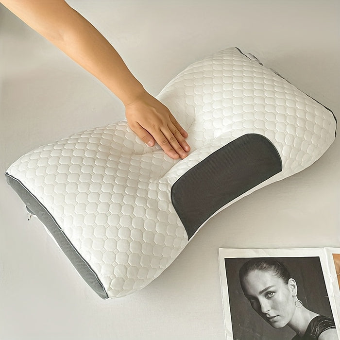 Buy 1 Get 1 Free, Total Of 2pcs Soft Knitted Massage Neck Pillow - Adjustable Ergonomic Orthopedic Contour Support, High Quality Pillow Core, Removable Cover for Sleeping Comfort