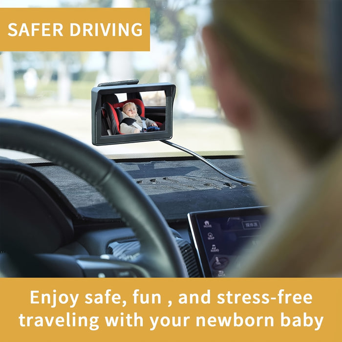 Baby Car Mirror, View Infant In Rear Facing Seat With Wide Crystal Clear View, Camera Aimed At Baby-Easily To Observe The Baby'S Every Move