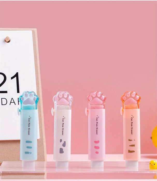 Push-pull Cat paw cute eraser girl pencil eraser student rubber Cartoon pen eraser school supplies prizes Office eraser