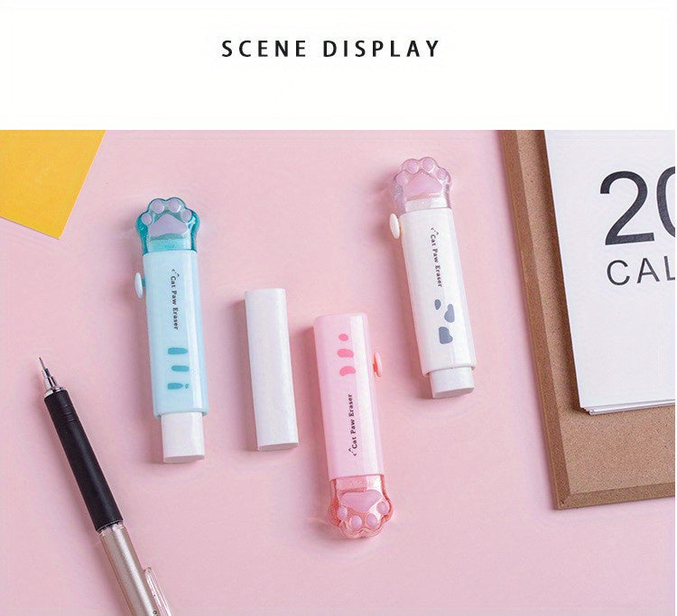 Push-pull Cat paw cute eraser girl pencil eraser student rubber Cartoon pen eraser school supplies prizes Office eraser