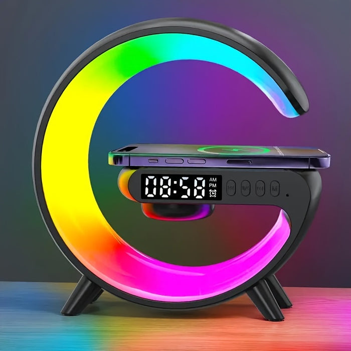 Smart Wireless Speaker with Phone Charger, Dimmable Alarm Clock, Sunrise Simulation, Sound Machine with Night Light