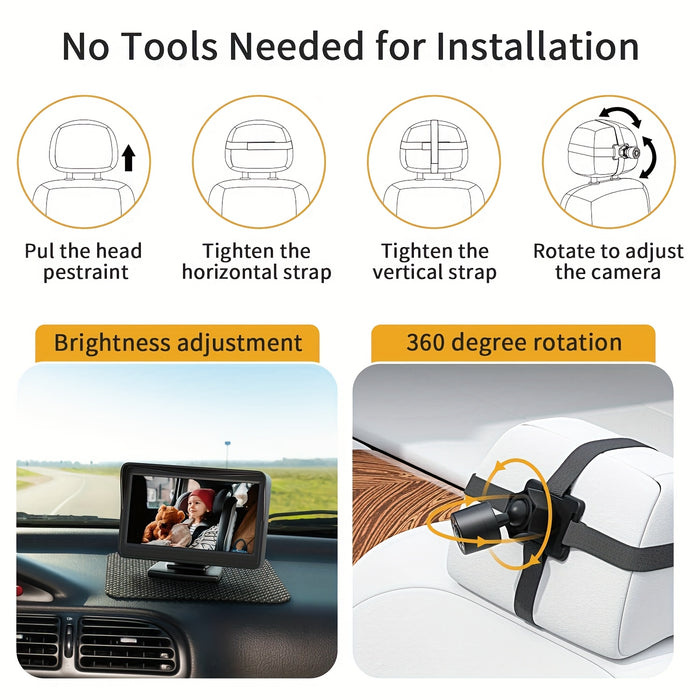 Baby Car Mirror, View Infant In Rear Facing Seat With Wide Crystal Clear View, Camera Aimed At Baby-Easily To Observe The Baby'S Every Move
